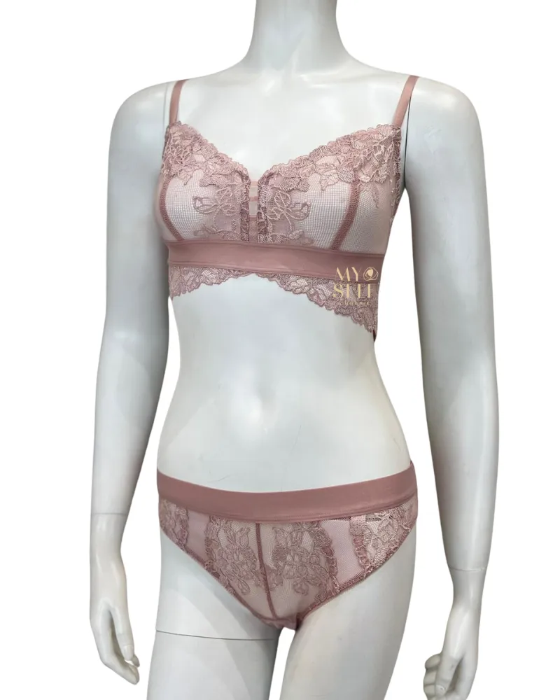 Btemptd Blush Pink Opening Act Bralette & Panty Set
