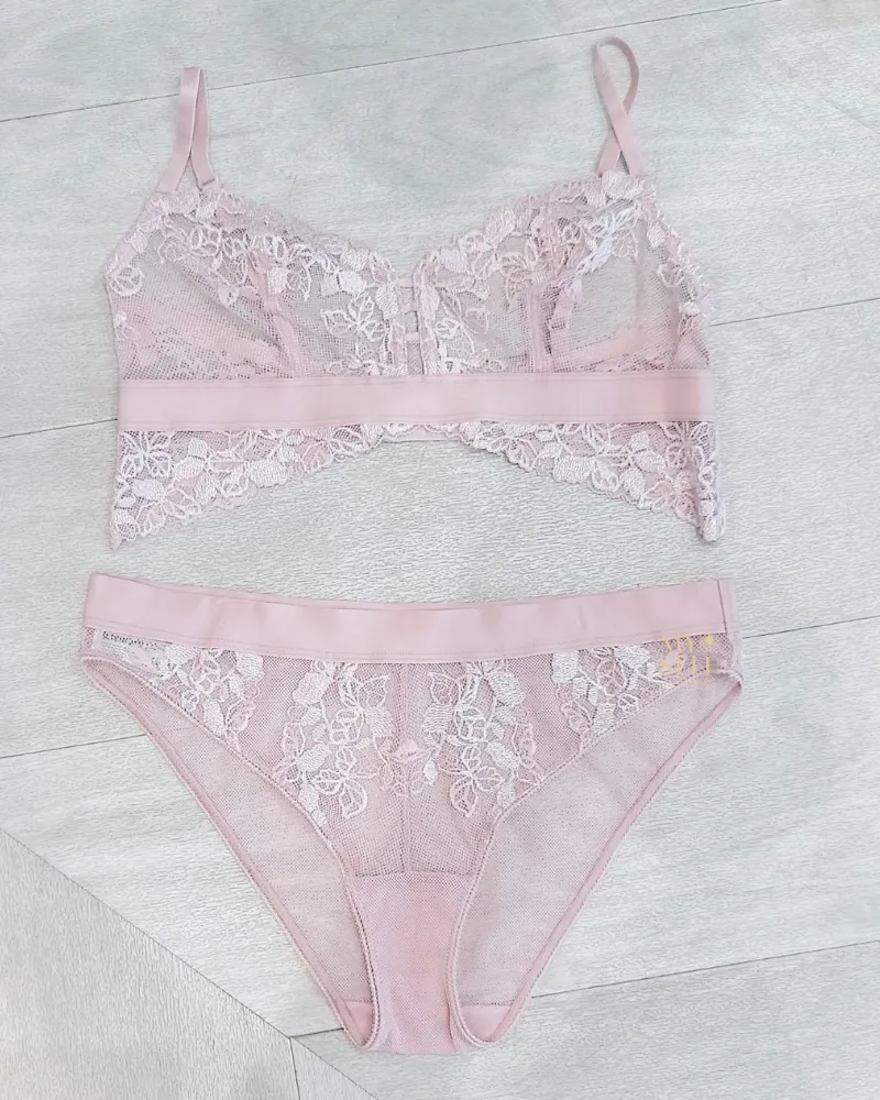 Btemptd Blush Pink Opening Act Bralette & Panty Set