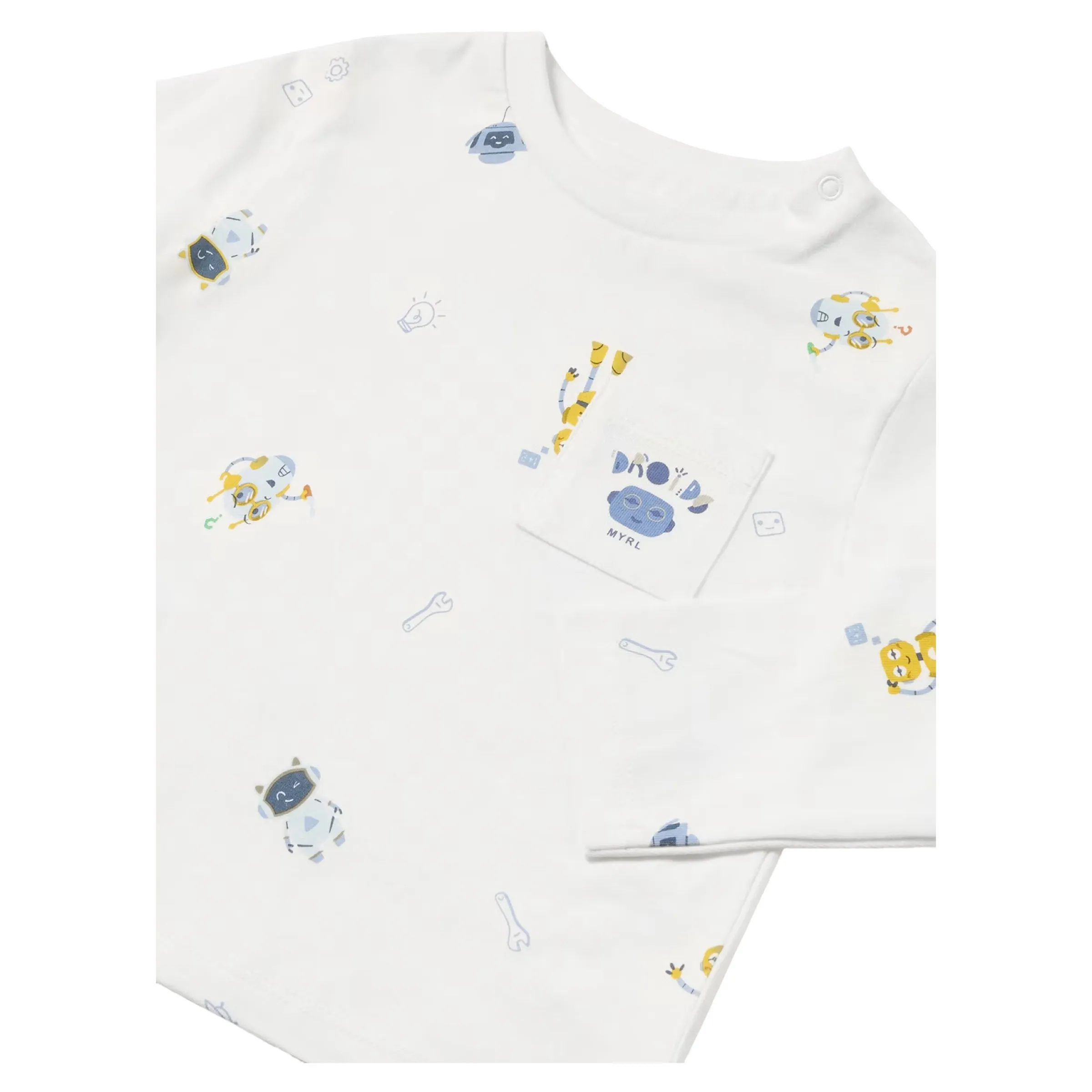 Cream Robot Print T-Shirt