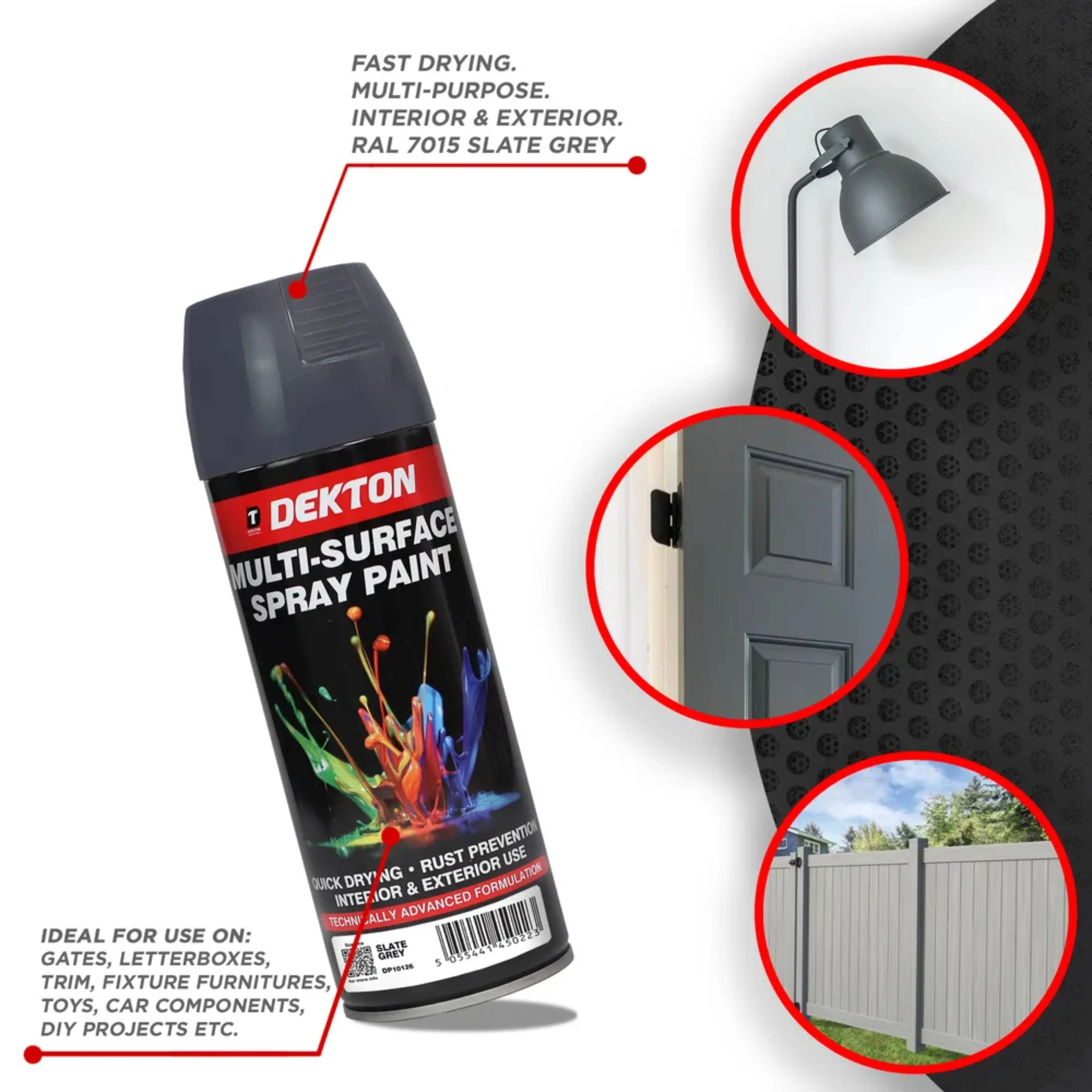 DEKTON 400ml Spray Paint Slate Grey