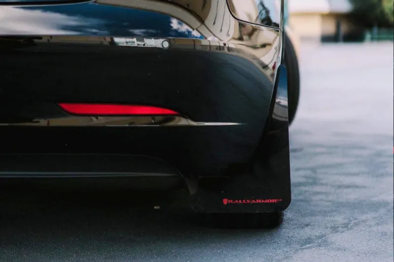 Rally Armor 17  Tesla Model 3 UR Black Mud Flap w/ Dark Grey Logo