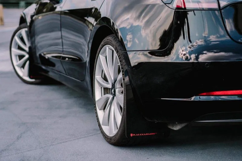 Rally Armor 17  Tesla Model 3 UR Black Mud Flap w/ Dark Grey Logo