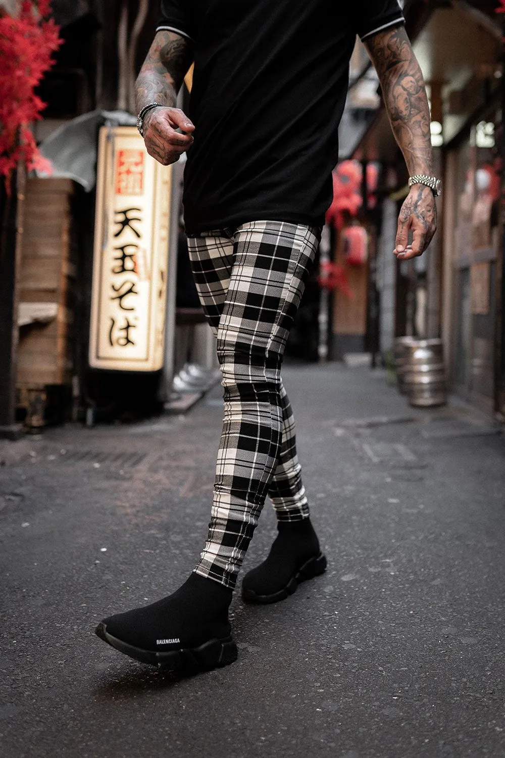 Spray On Check Jeans - White Check